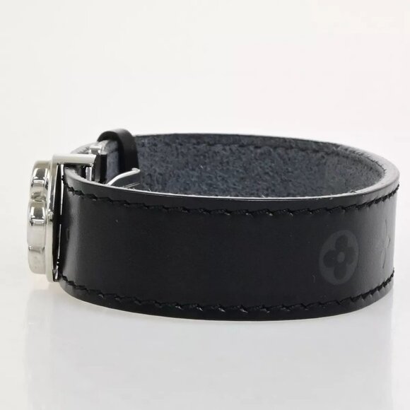 LOUIS VUITTON Good Luck Bracelet Bangle Monogram Leather Black - Picture 8 of 11